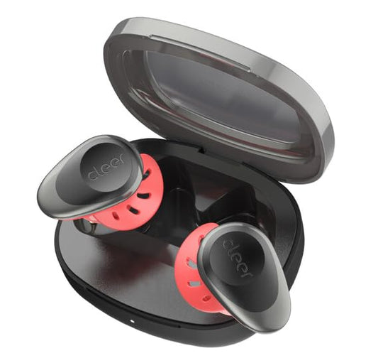 Cleer Goal Sport True Wireless Earbuds with 20 Hour Battery, for Workout and Exercise, Water and Sweat Resistant, Touch Controls, and High Audio Quality and Bass, Black/Red