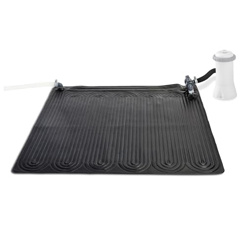 Intex 28685E 47 Inch x 47 Inch Solar Pool Water Heater Mat for 8,000 Gallon Above Ground Swimming Pool with Hose Attachment and Adaptors, Black