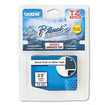 Brother P-Touch TZ Label Tape 3/8" Black on White, 6-Pack