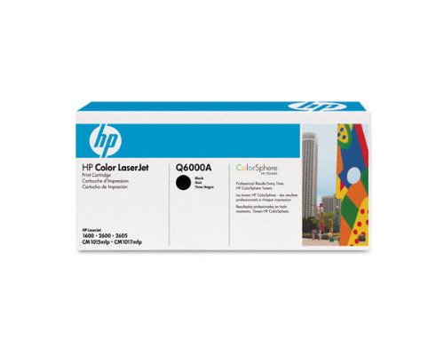 HP Genuine Q6000A Black Toner Cartridge for Color Laserjet 1600, 2600, 2600n, 2605dn, 2605dtn Series