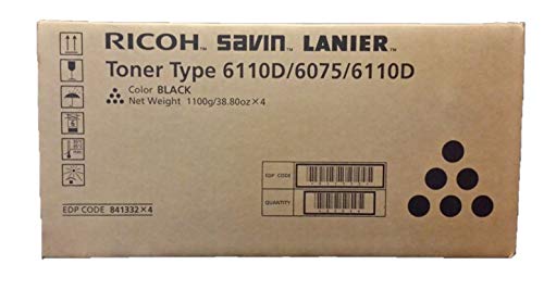 Ricoh Genuine 841332 Type 6110D 6075 Toner Cartridge Black, Yields 43000 Pages in Retail packaging