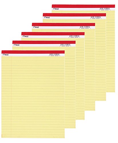 Mead Legal Pad, 8-1/2 x 11-3/4 Inches, Perforated, Canary, Legal, 50 Sheets per Pad, 6 Pack