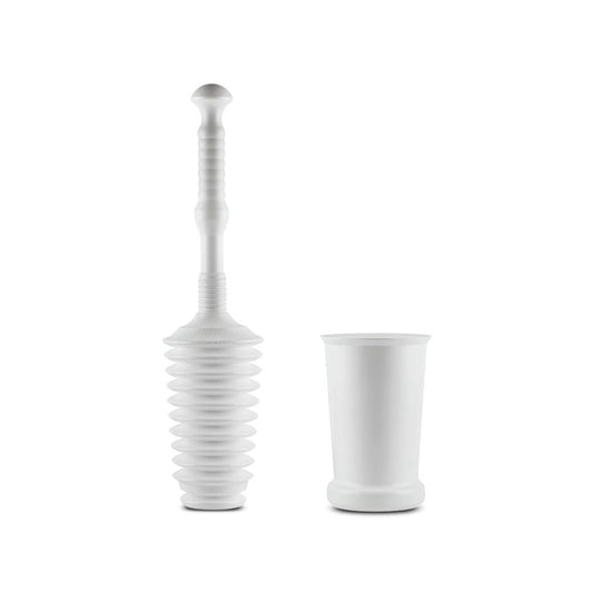 Master Plunger MP500-4TB Heavy Duty Bathroom Toilet Plunger Kit with Tall Bucket. Equipped with Air Release Valve, White