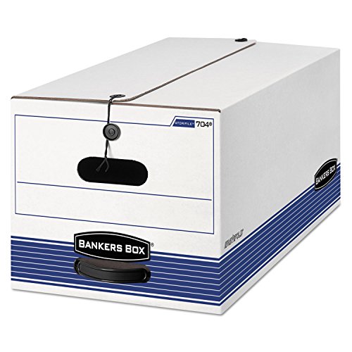 Fellowes 00704 Stor/File Storage Box, Letter, Button Tie, White/Blue, 12/Carton