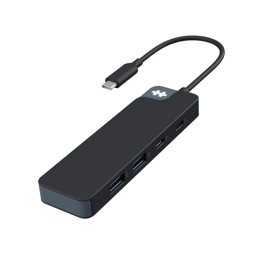 HyperDrive Flex USB Hub 4-Port Adapter — USB C Extender for Fast File Transfers & Multi-Device Connectivity — 2X 5Gbps, 2X USB-A 5Gbps — Compatible w/Mac, PC, Chromebook (Black)