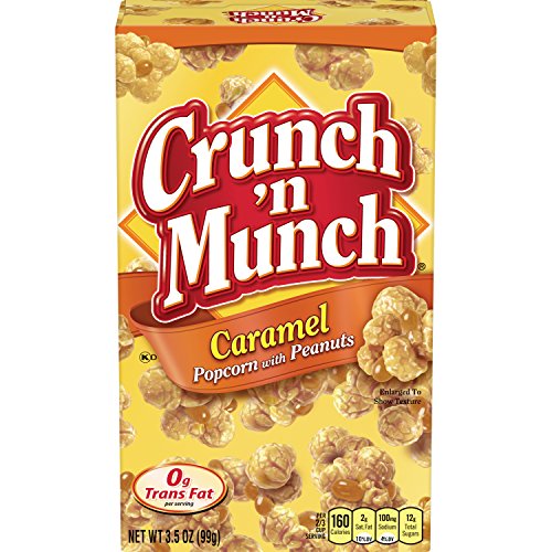 Crunch 'N Munch Caramel Popcorn with Peanuts 3.5 oz Pack 12