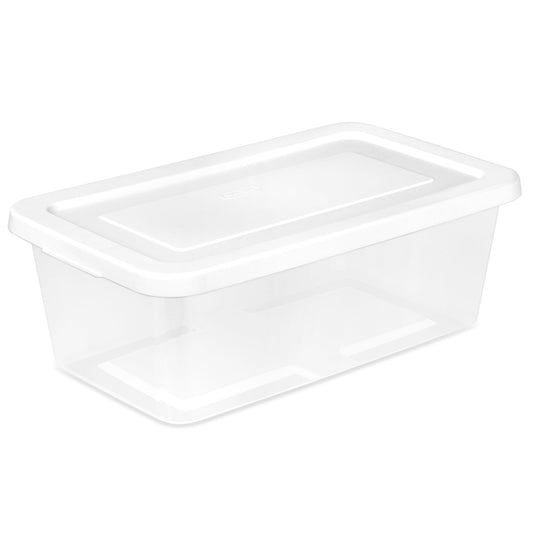 Sterilite 24-Pack 6 Quart Storage Boxes, Stackable Clear Plastic Bins with Snap-On Lids - Heavy-Duty Organizing Containers for Closet, Bathroom, and Office