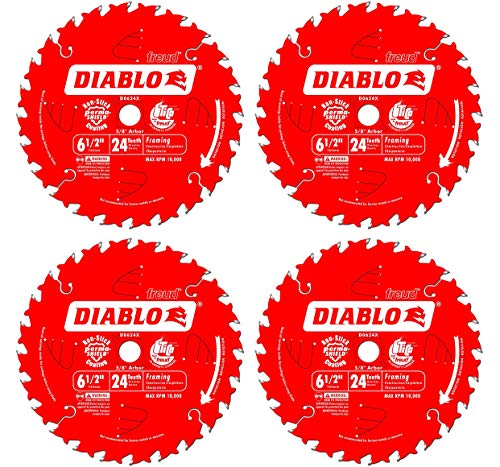 Diablo D0624X 6-1/2" 24T Framing Saw Blade 4-Pack