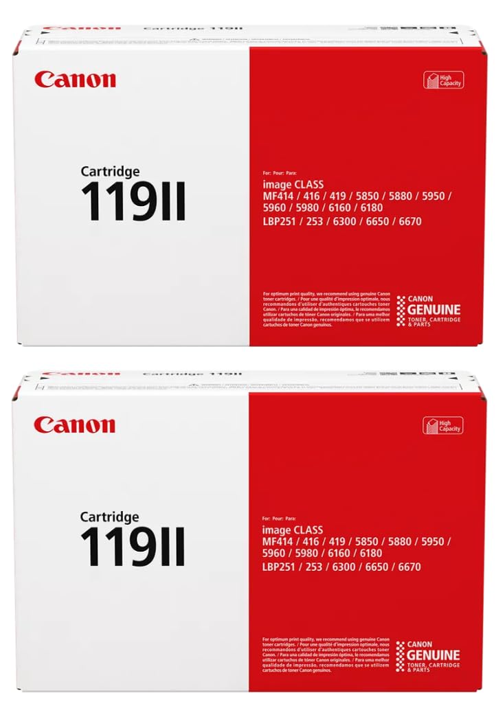 Canon CRG-119II High Yield Black Toner Cartridge, 3480B001AA, 2-Pack