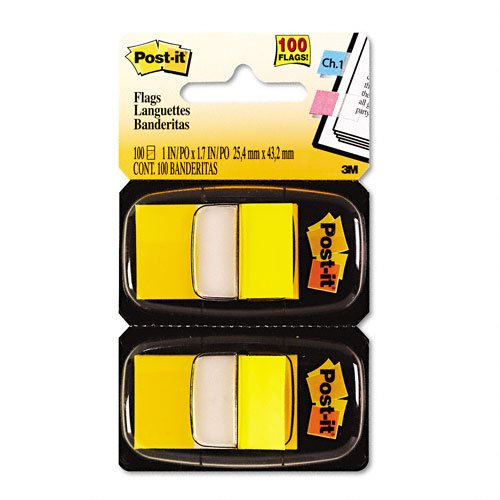 Post-it 680YW12 Marking Page Flags in Dispensers, Yellow, 12 50-Flag Dispensers/Box
