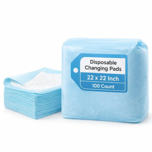 Mopplex Disposable Pads, 100 Pieces of 22" x 22" Disposable Changing Pads, Ideal Disposable Underpads for Home, Travel, Elderly Care, Daycares, Medical, Senior Living & More
