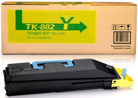 KYOCERA 1T02KAAUS0 Model TK-882Y Yellow Toner Cartridge for use ECOSYS FS-C8500DN Color Laser Printer, Up to 18000 Pages Yield at 5% Average Coverage