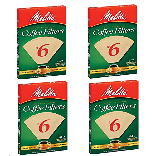 Melitta #6 Natural Brown Cone Coffee Filters 40 Count 4-Pack