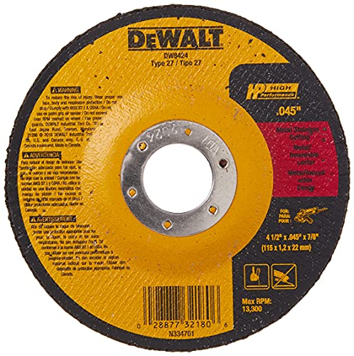 DEWALT DW8424 Thin Cutting Wheel, 4-1/2-Inch x .045-Inch x 7/8-Inch, Pack of 1