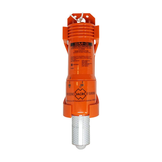 ACR SM3 Lifebuoy Self-Igniting Marker Light, USCG, SOLAS, and MED approved, is a direct replacement for the SM2, ensuring reliable visibility in emergency situations.