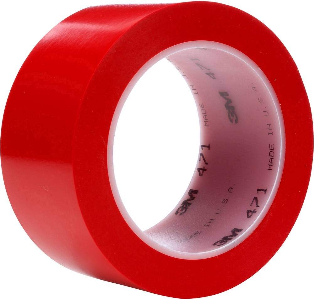 3M T967471R 471 Vinyl Tape, 5.2 mil, 36 yd. Length x 2" Width, Red