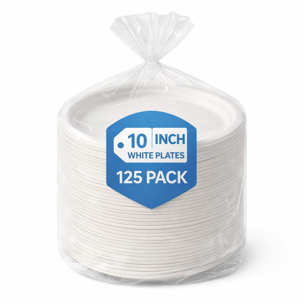 125pk 10in Compostable Paper Plates