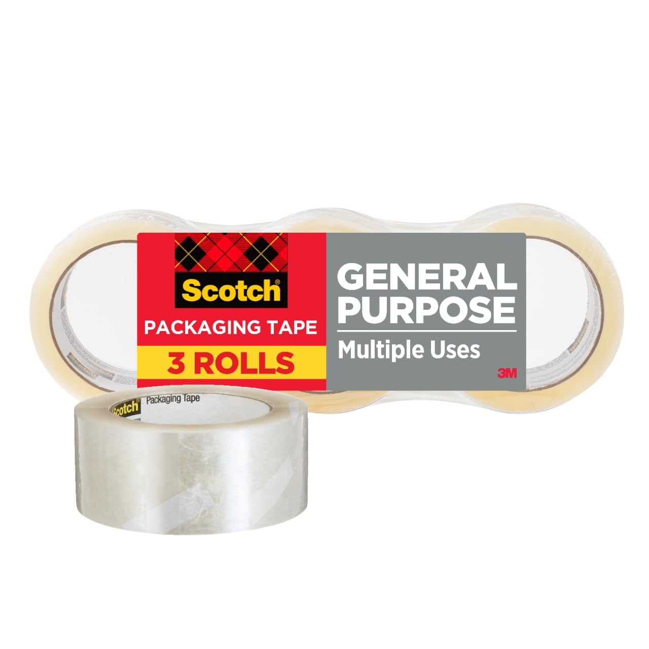 Scotch Lightweight Shipping Packaging Tape, 1.88 Inches x 54.6 Yards, 3 Rolls (3350-3)