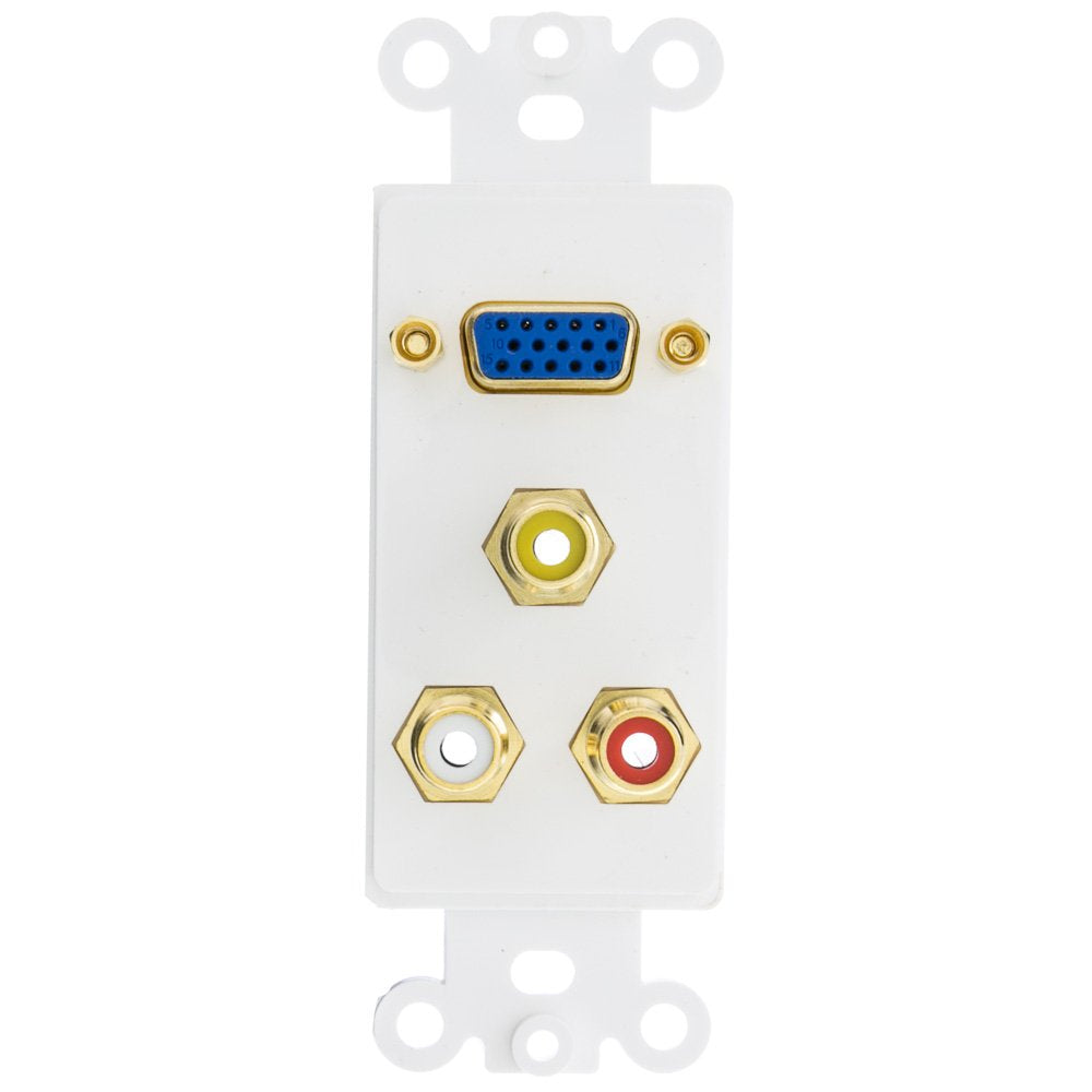 CableWholesale Decora Wall Plate VGA & 3 RCA Insert