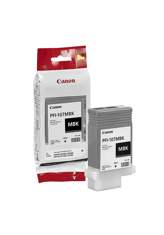 Canon PFI-107MBK Ink Matte Black, 130ml, 6704B001 (Standard Capacity)