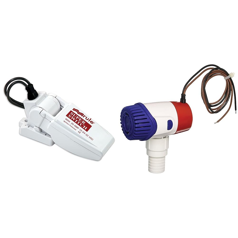 Rule Standard Bilge Pump 27DA - Not Automatic, Submersible, Marine Bilge Pump for Boats with Thermal Cut-Off, Check Valve, Low Amperage, 3/4" Threaded Ports, Ideal Boat Accessories - 1100 GPH, 12V