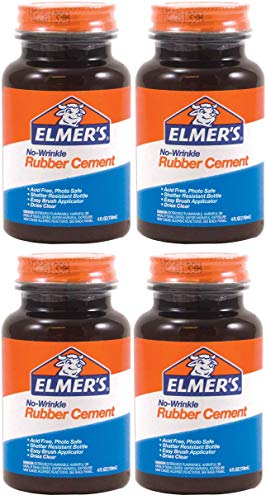 Elmer's E904 Rubber Cement, Repositionable, 4 oz, 4 Pack