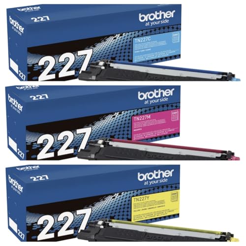 Brother TN227(CMY) High Yield Color Toner Set Cyan,Magenta, Yellow 3 Pack for HL-L3210CW, HL-L3230CDW, MFC-L3750CDW in Retail Packaging