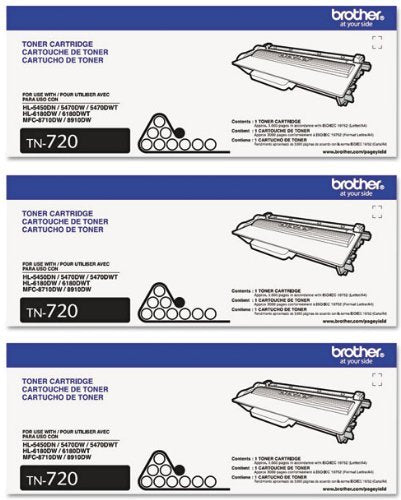 Brother TN-720 Black Toner Cartridge 3-Pack