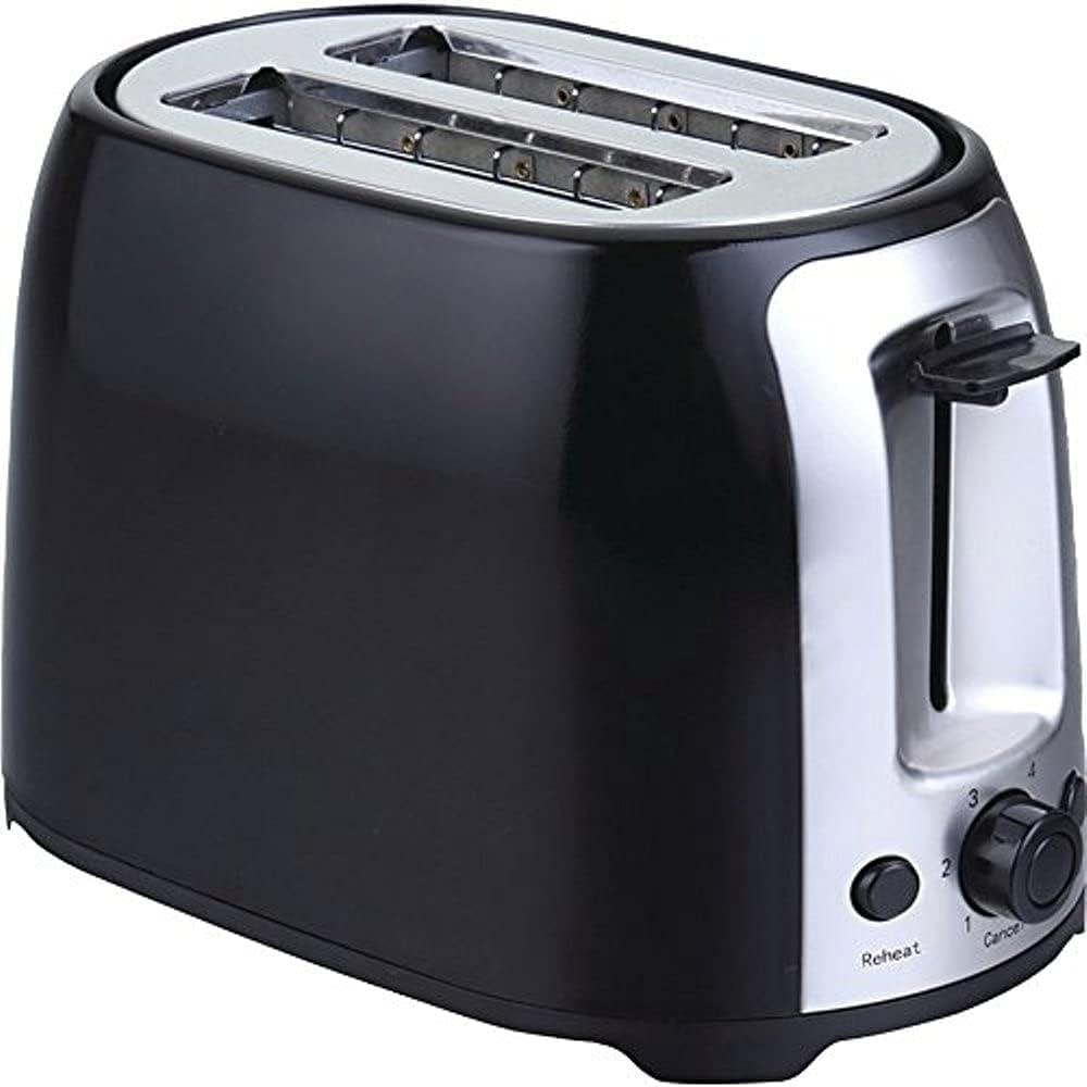 Brentwood TS-292B 2-Slice Toaster, Black/Silver, 800W