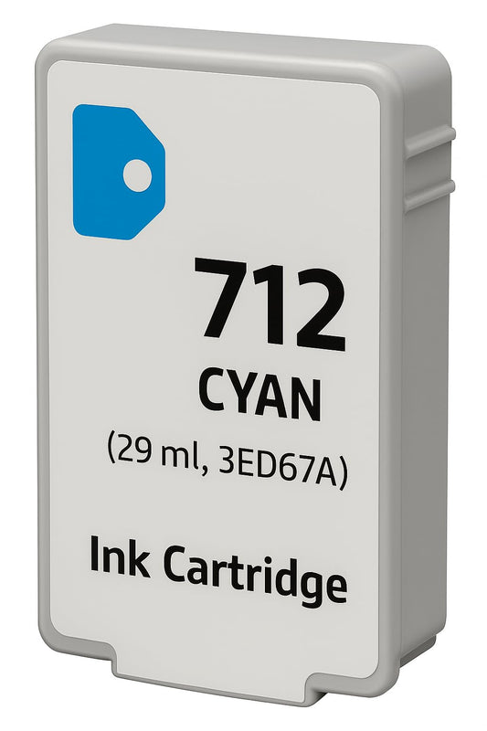 HP 712 Cyan 29-ml Genuine Ink Cartridge (3ED67A) for DesignJet T650, T630, T230, T210 & Studio Plotter Printers