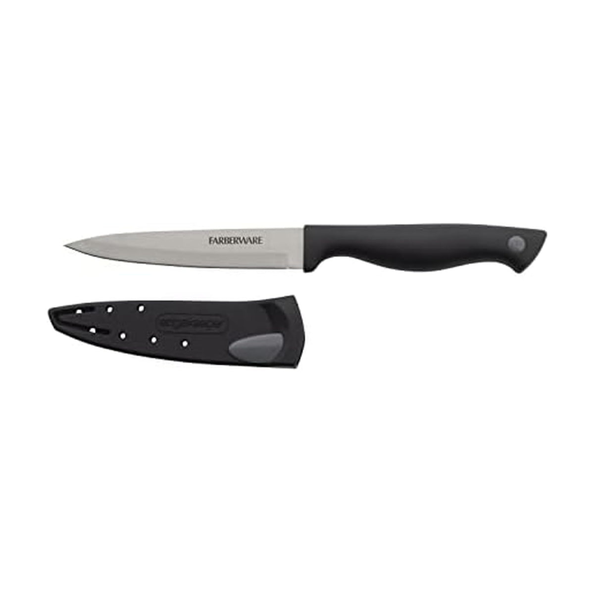 Farberware 4.5 Inch Utility Knife with EdgeKeeper Self-Sharpening Sheath, High-Carbon Stainless Steel Blade, Ergonomic Handle for Slicing, Dicing, and Mincing Fruits and Vegetables