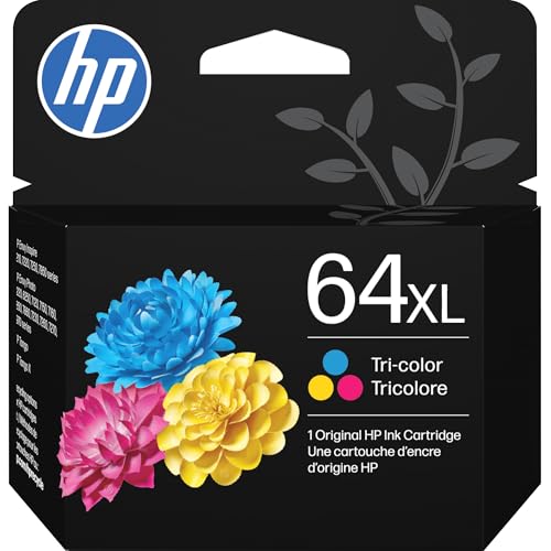 HP 64XL Tri-color High-yield Ink Cartridge for HP Printers | Works with Printer Series: ENVY Inspire 7950e; ENVY Photo 6200, 7100, 7800; Tango | Eligible for Instant Ink | N9J91AN