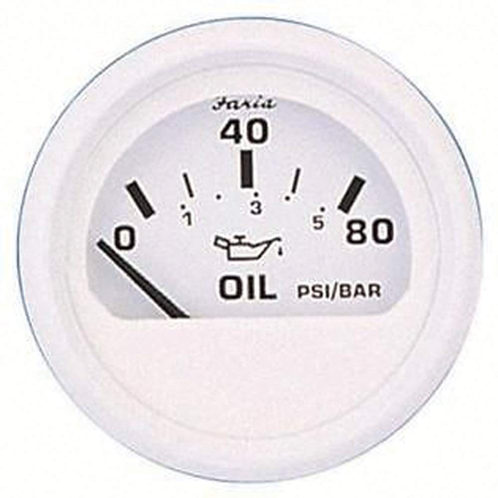 Faria Dress White 2" Oil Pressure Gauge 80 PSI GP9573