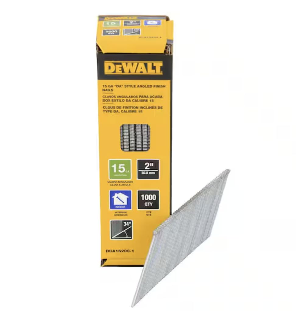 DEWALT DCA15200-1 2" 15-Gauge DA Bright Finish Nails 1000-Pack
