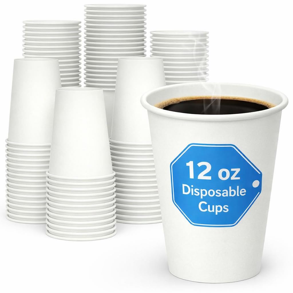 12oz Disposable Paper Cups, 100 Pack