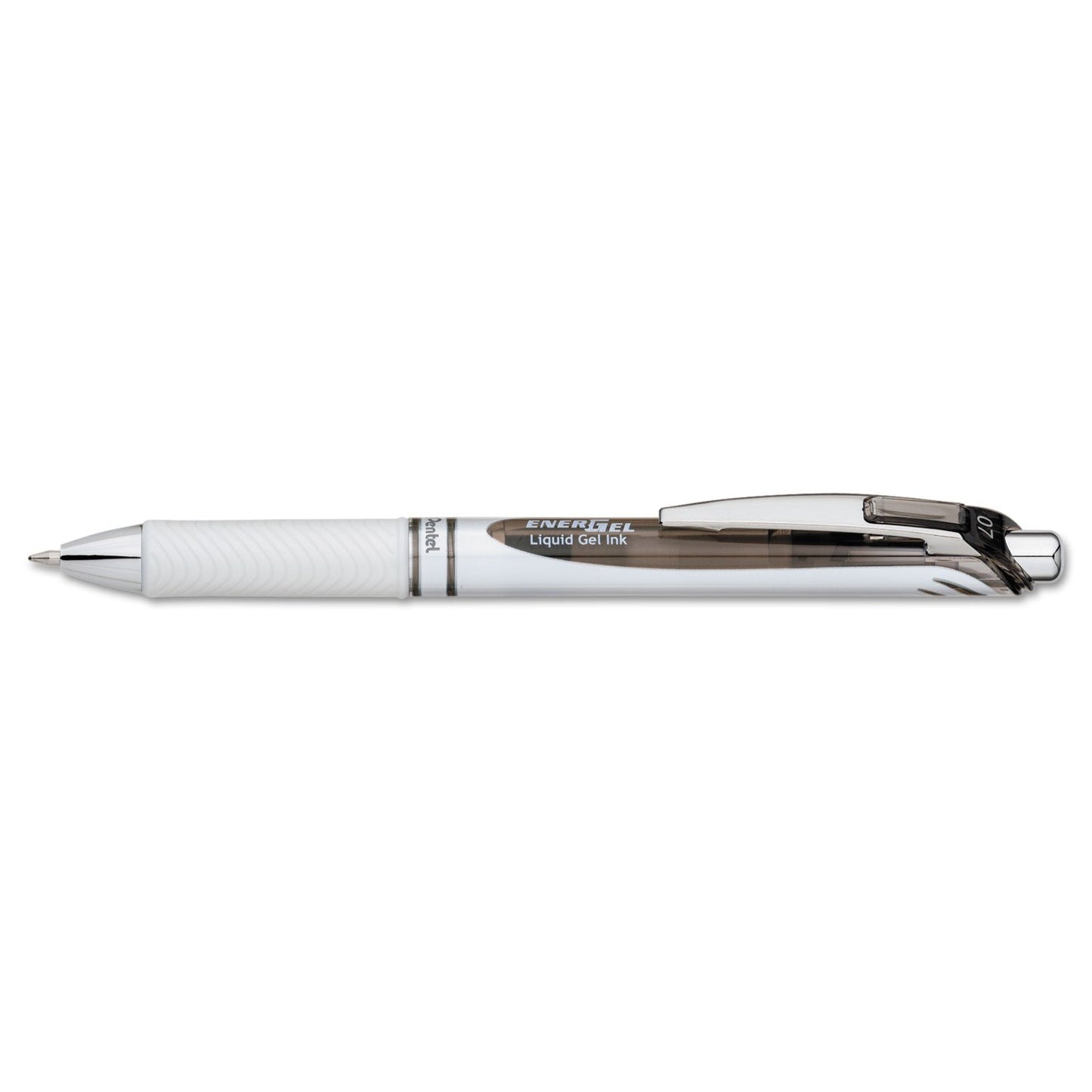Pentel Energel Rtx Gel Pen, Retractable, Medium 0.7 Mm, Black Ink, White/black Barrel