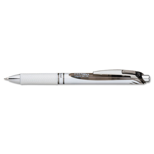 Pentel Energel Rtx Gel Pen, Retractable, Medium 0.7 Mm, Black Ink, White/black Barrel