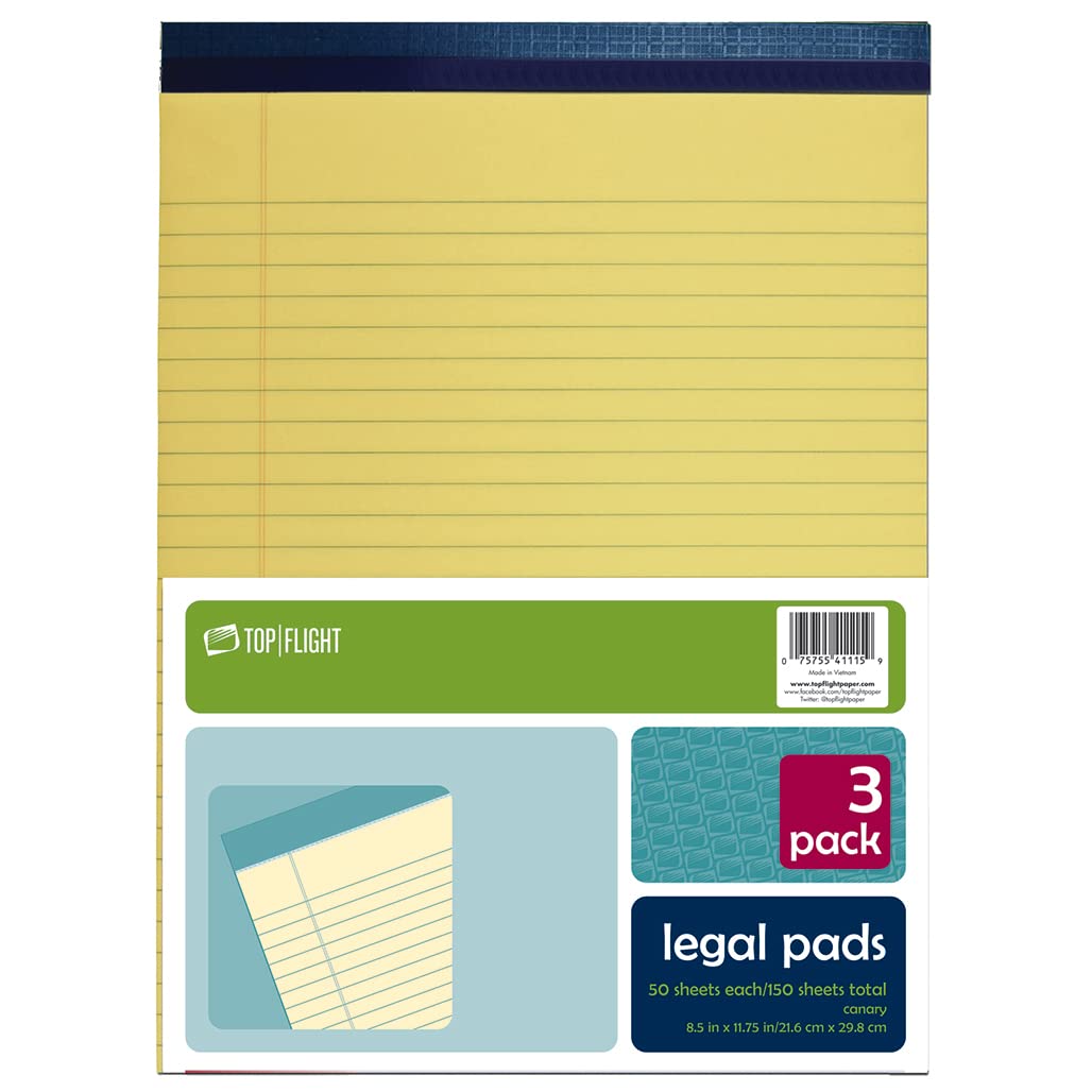Top Flight Legal Pad 8.5 x 11.75 in 3-Pack