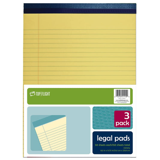 Top Flight Legal Pad 8.5 x 11.75 in 3-Pack