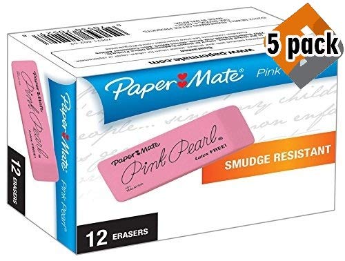 Paper Mate Pink Pearl Large Erasers, 12 Count, 5 Pack