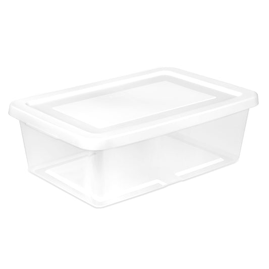Sterilite 45 Pack Storage Box, 12 Quart Stackable Tote, Clear Plastic Container with Secure Snapping Lids for Home and Office Organization, White