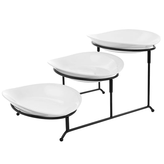 Elama Porcelain 3 Tier Oval Plate Serveware ELM-001