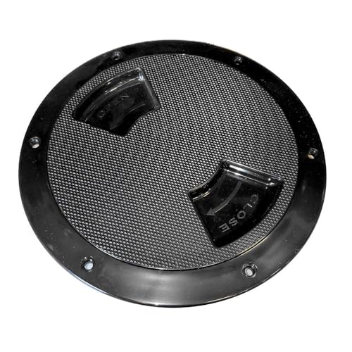 Sea-Dog Quarter-Turn Textured Deck Plate w/Internal Collar - Black - 5"