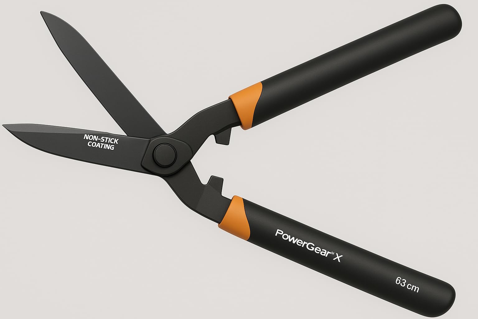 Fiskars PowerGear X Hedge Shear HSX92, Non-Stick Coating, Steel Blades, Length: 63 cm, Black/Orange, 1023631