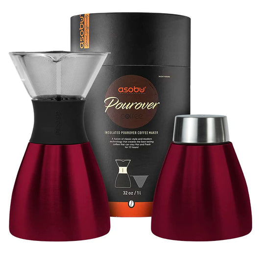 Asobu Insulated Pour Over Coffee Maker 32 oz Burgundy