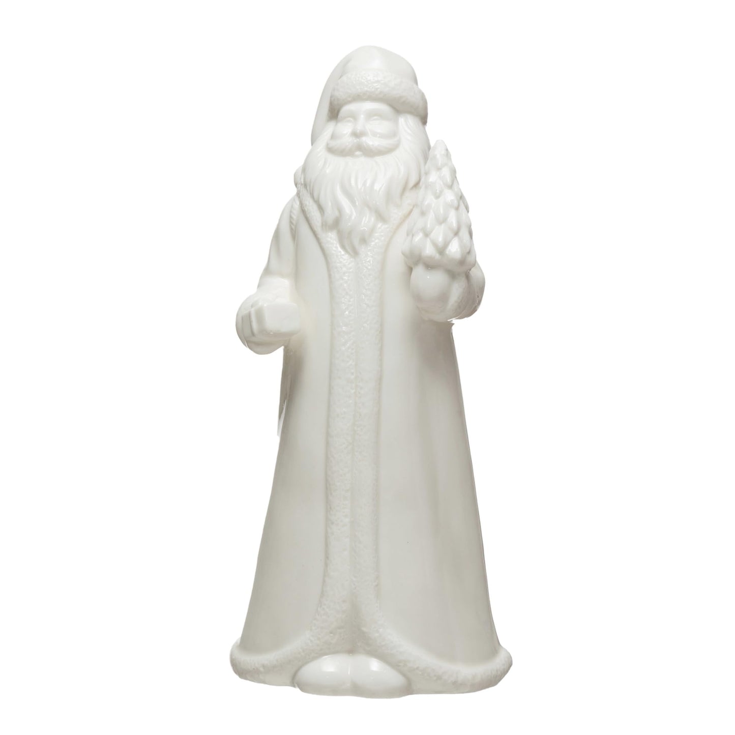 Creative Co-Op 4-1/2"L x 4-1/4"W x 10" H Stoneware Santa, White
