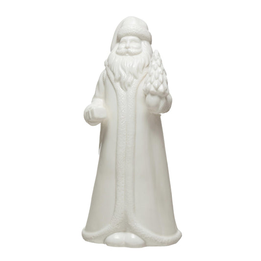 Creative Co-Op 4-1/2"L x 4-1/4"W x 10" H Stoneware Santa, White