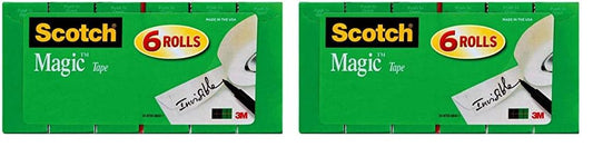 Scotch Magic Tape, 3/4 x 1000 Inch, 6 Rolls (810K6) (Pack of 2)