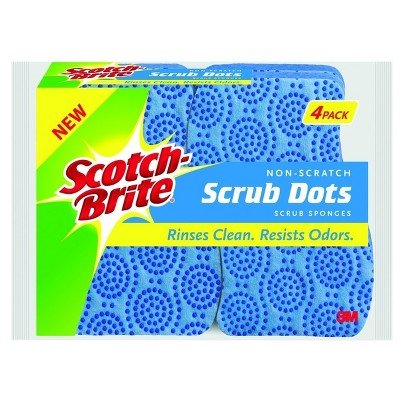 3M Scotch-Brite 20304-8 Scrub Dots Sponges, 4 Count