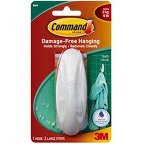 3M Command Bathroom Hook Large White 4-1/8"